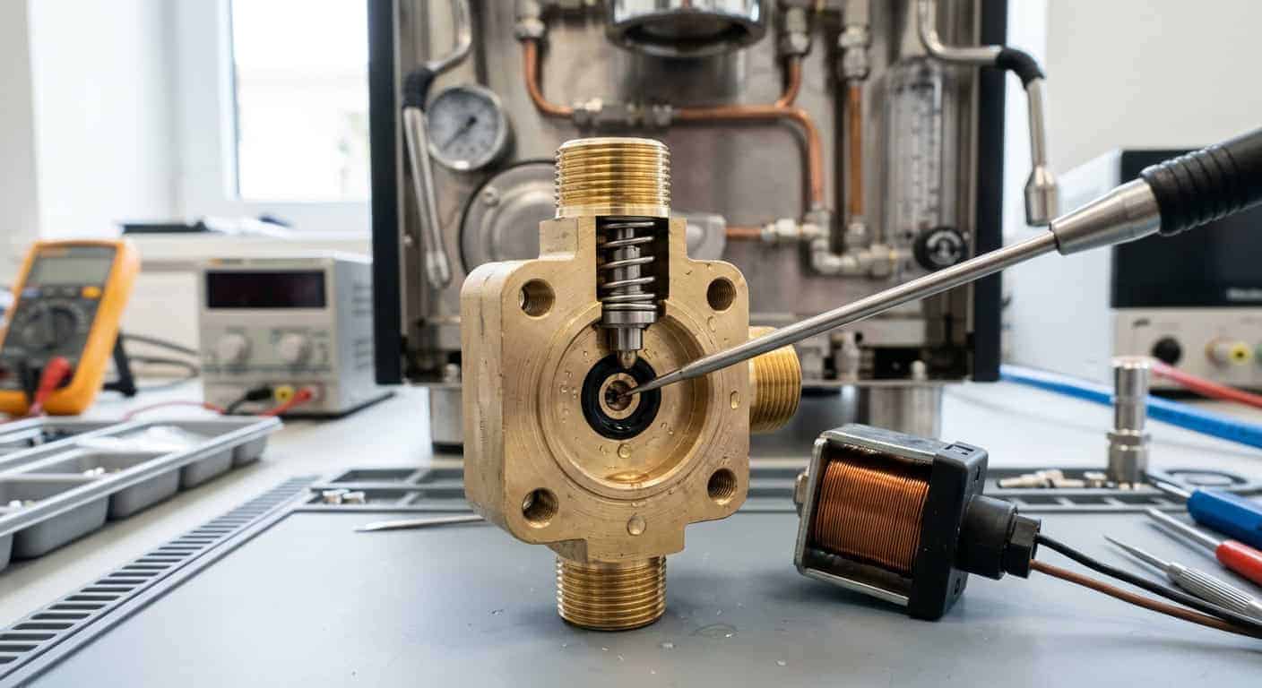 En este momento estás viendo ¿Presión de extracción inestable? Desmontando el mito del magnetismo residual a alta temperatura y el control de flujo en las válvulas solenoides de las cafeteras